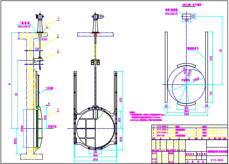 SYZ1800鑄鐵圓閘門(mén)安裝